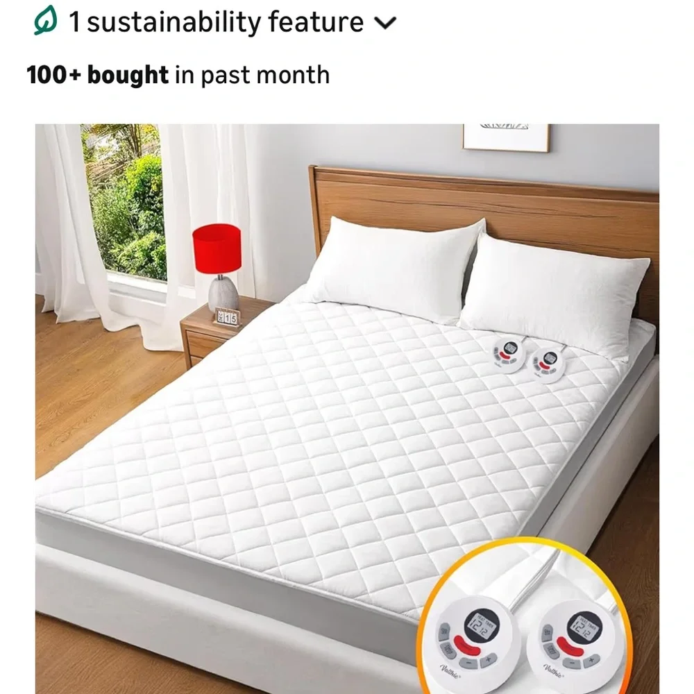 Premium White Quilted Electric Mattress Pad
